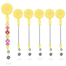Beadable Badge Reels, 6 Pcs Retractable Clips Holder, Candy Yellow