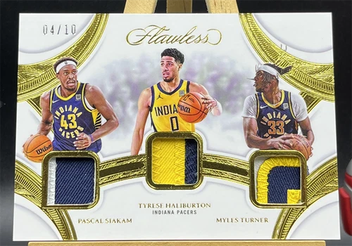 2024-25 Panini Flawless Tyrese Haliburton Pascal Siakam Gold Triple Patch 04/10