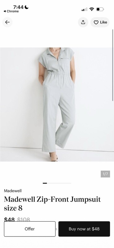 Madewell Womens Cap Sleeve Zip Pocket Coverall Utility Jumpsuit Mint Green Sz 00