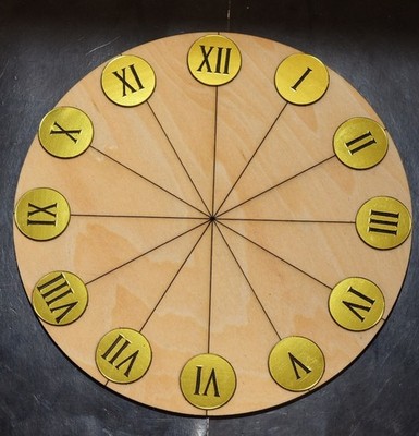 12 Clock Roman Numeral Disks - Laser Cut  5 sizes With or without (3M Adhesive)