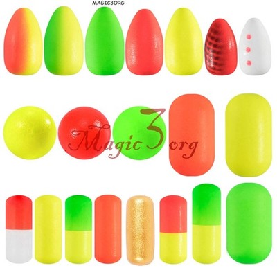 MAGIC3ORG 100/60 Pcs Slip ball Pill Foam Floats Strike Pompano Walleye Lure