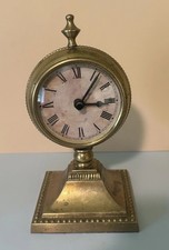 Vintage 1970s Andrea by Sadek 7” Heavy Brass Pedestal Clock Quartz Movement