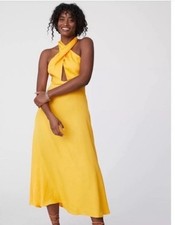 NWT Anthropologie X Farm Rio Yellow Halter Maxi Dress Small 