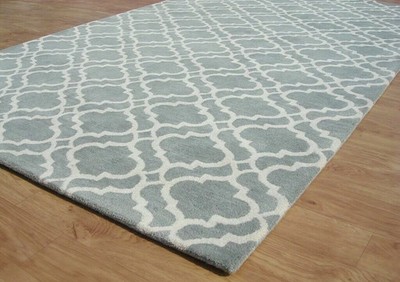 Blue Modern Hand-Tufted 100% Wool Area Rug Carpet