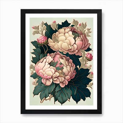 Kansas Peonies Vintage Botanical Ar Framed Wall Art Poster Canvas Print Picture