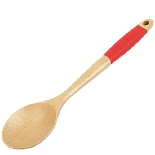  Premium Silicone Handle 14 inch Red Wooden Spoon Set - Image 4 of 4