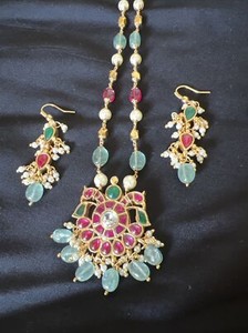 Authentic JEWELRY/ PARTY WEAR GOLD Plated Bead Necklace And Earrings