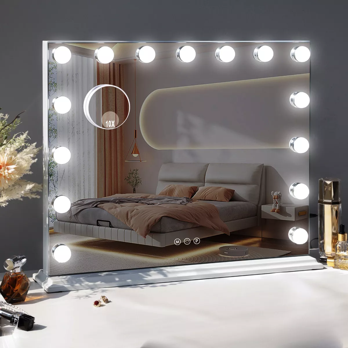 FENCHILIN Hollywood Makeup Mirror With Lights 15 LED Lighted Vanity Mirrors  Wall