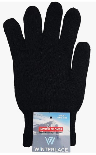 2 Pack Adult Winter Magic Gloves Stretchy Warm Knit Gloves, Men Or Women, Brown - Picture 3 of 8