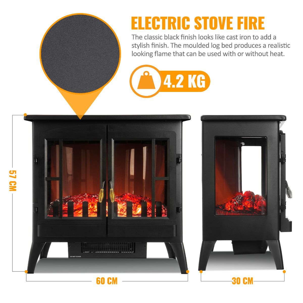 Electric Fireplace Log Burning Flame Effect Stove Fire Heater Thermal Wood  2000W 5056295301761 | eBay