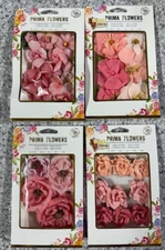 Prima Flowers Set of 4 in shades of pink with complimentary colors