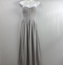 PARKER BLACK BAYOU Dress Strapless Silk Gown Gray size 4 Prom Bridesmaid New