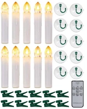 LED Christmas Candles 8-Hour Timer 4-Inch Diameter Battery Operated Warm Whit...