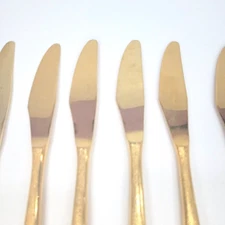 Vintage Golden Bouquet Flatware Goldtone Florentine 6 knives lot