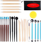 New ListingClay Tools for Pottery Ceramic Sculpting, 25Pcs Basic Wood Ceramics Carving Pol