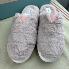 Toms Alpargata Mallow Mule Fluff Slippers Pink Faux Fur Women's NEW Size 9