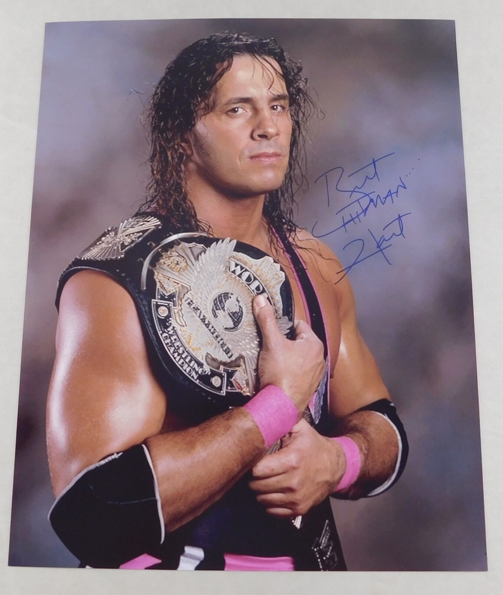ヒットマン・ブレット・ハート　直筆サイン色紙（WWEスーパースター） Bret Hitman Hart Signed 16x20 WWF Photo Wrestler World Champion