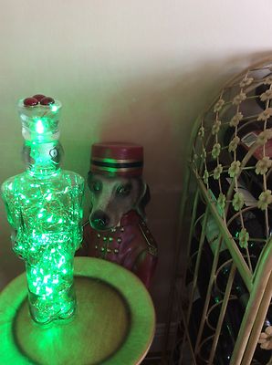 ~ NEW ~ *Bling Lights* SMIRNOFF Vodka LIQUOR NUTCRACKER Bottle Lamp Green LEDs