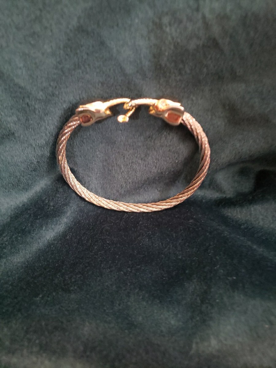 Gold Plated Elephant Bracelet Twisted Cable Rope Bangle