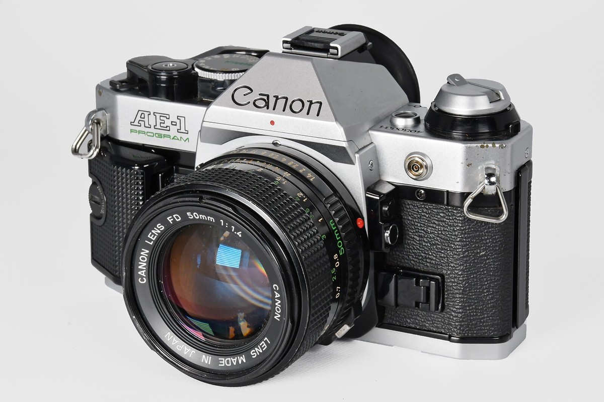 Canon AE-1 Program Silver SLR Film Camera NFD New FD 50mm f1