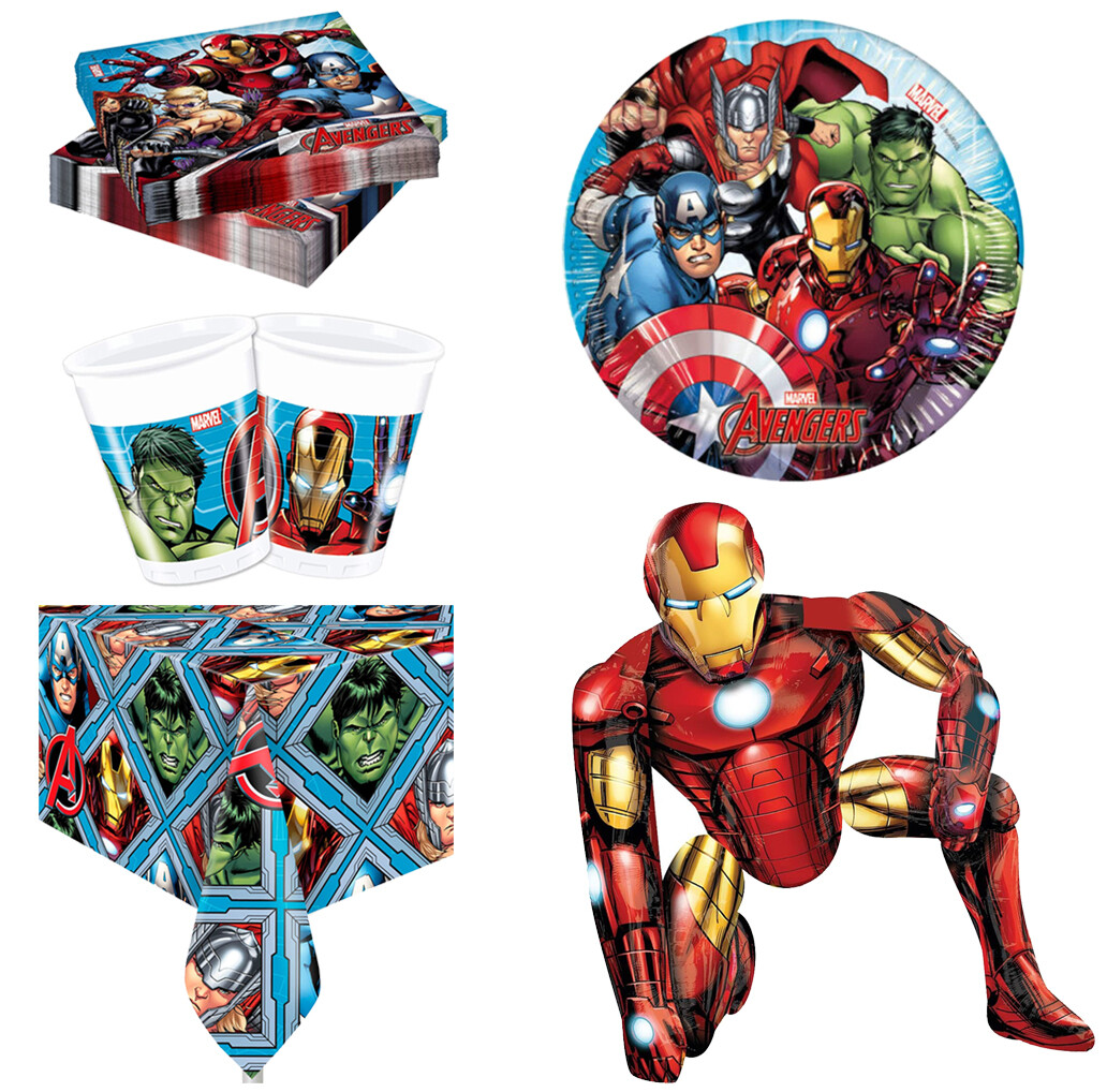 Kit Compleanno Supereroi 7 Anni - 82 Pezzi Con Palloncini, Tovaglie, Stoviglie E Decorazioni - Foto 2