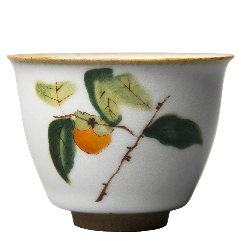 Taza de té de porcelana esmalte crepitante ruyao taza pintada a mano estilo antiguo taza china Foto 4 de 4