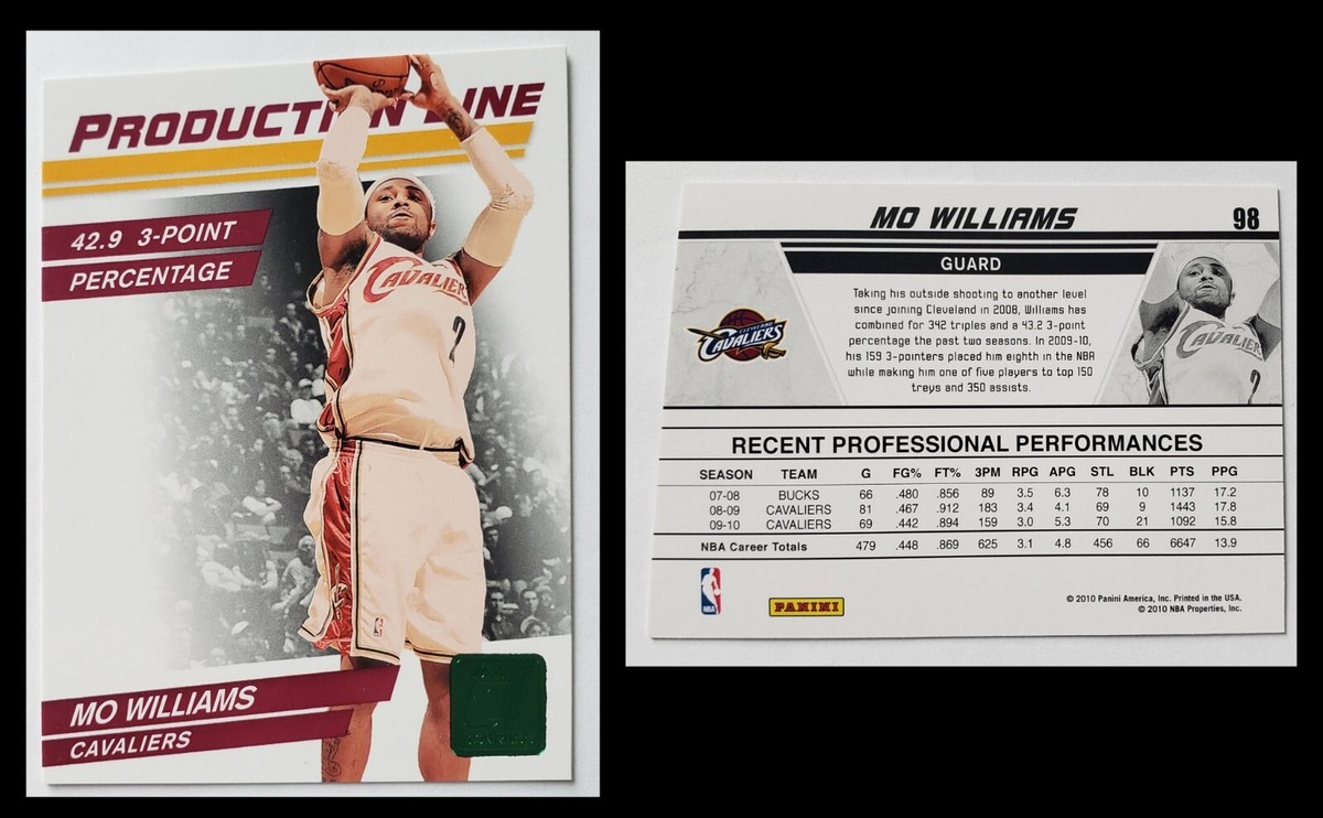 2010-11 Donruss Production Line MO WILLIAMS 98 Basketball Card DIE