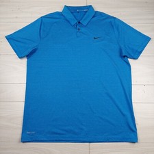 Nike Tiger Woods Collection Polo Shirt Mens XL Blue Dri Fit Performance Golf