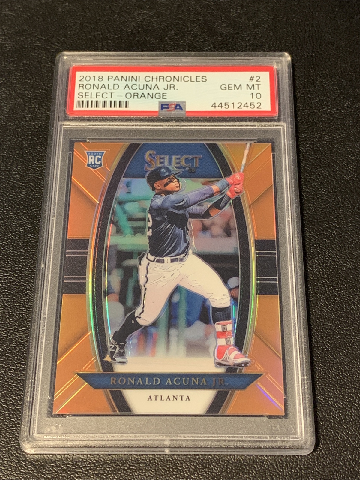 Ronald Acuna Jr 2018 Panini Select Orange PSA 10 GEM MINT Rookie SP/199🔥POP 7