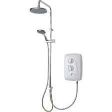 Triton T80 Electric Power Shower Easi Fit+ DuElec 9.5kw White Unit Fixed Head UK