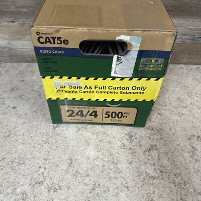 Southwire CAT5e Riser Cable 500 ft. 24/4 Low Voltage Solid Jacketed Gray Indoor