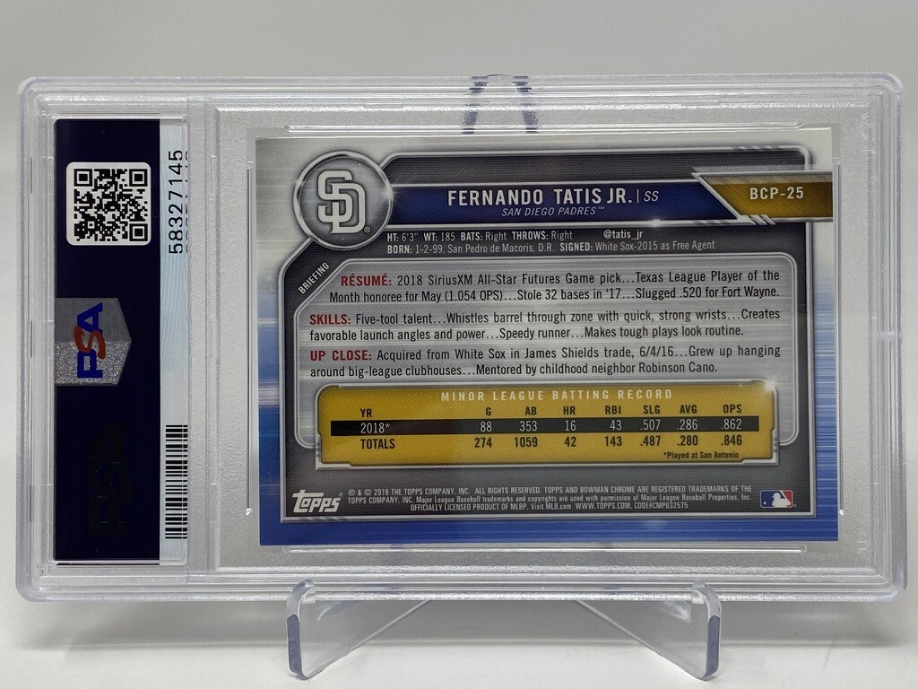 2019 Bowman Chrome #25 Fernando Tatis Jr. Rookie Card - PSA 10 view 12