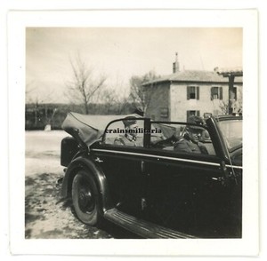 Orig. Foto RAD General in Pkw Cabrio Stabswagen bei Besichtigung Lager