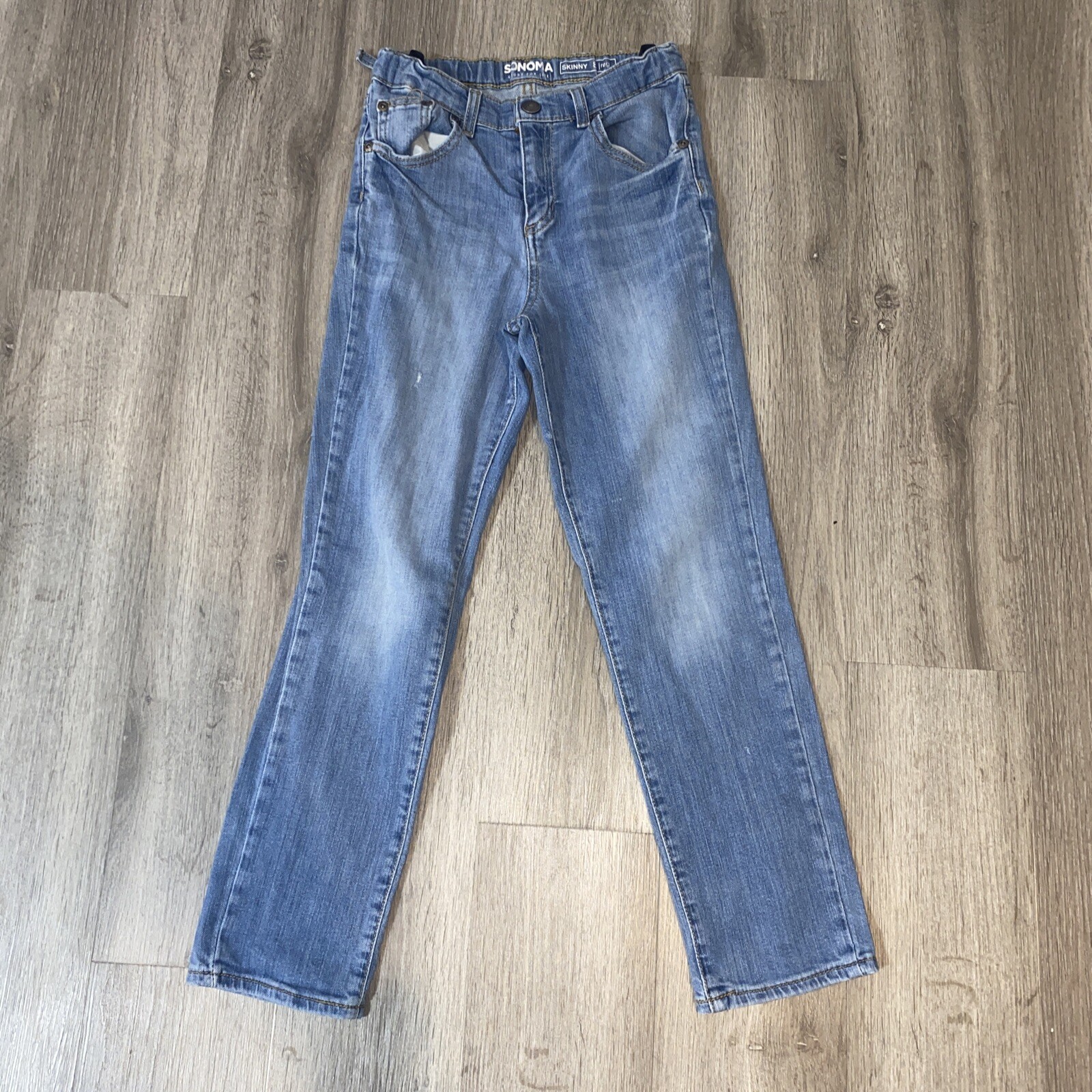Sonoma Skinny Jeans Youth 8 Reg. Light Blue Distressed Adjustable Waist Band-image