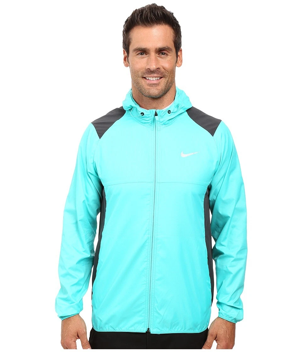 Nike Golf Hyper Jade/Silver Printed Packable Hooded Jacket L58324 Men's Size L