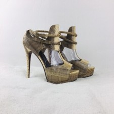 NWOB Max Studio Women’s Leather Snakeskin Brown Cream Platform Heel Size 9