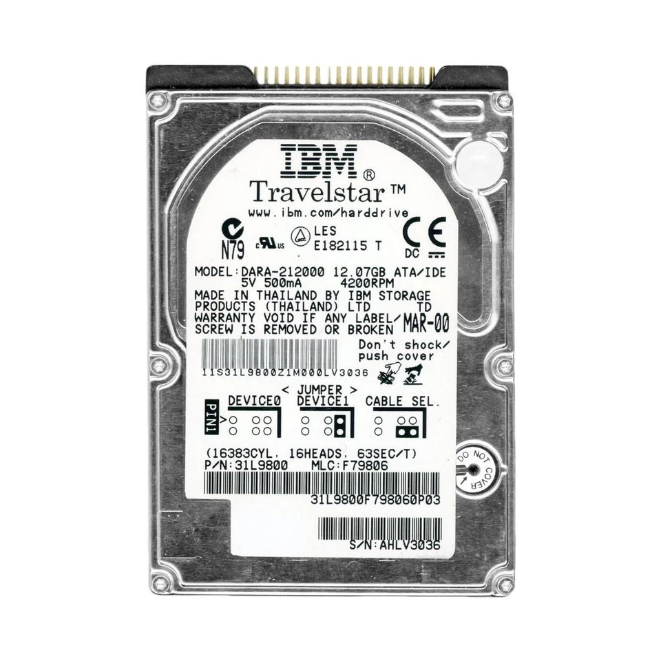 Ibm Travelstar 12gn 31l9800 Dara-212000 12gb 4200rpm Ata Ide 512kb 2.5" Inch - Image 2 of 3