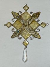 Snowflake Silver Cream Clear Christmas Ornament Tree Holiday Plastic Glitter 7"