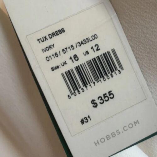 Hobbs Ivory Tux V Neck Shawl Lapel Tuxedo Sleeveless Sheath Dress Size US 12 - Picture 3 of 4