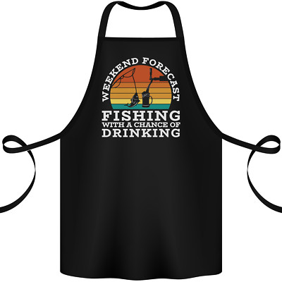 Fishing Weekend Forecast Funny Fisherman Beer Cotton Apron 100% Organic