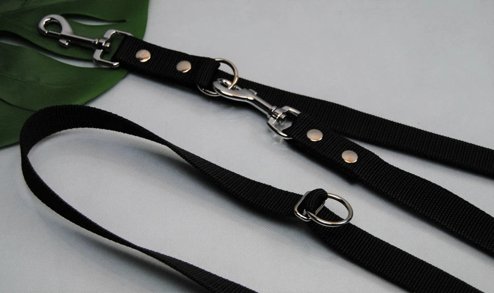 Bullyzei Exrtra Lange Leine SCHWARZ 4-fach verstellbar 3m x 25mm V-Leine Boxer