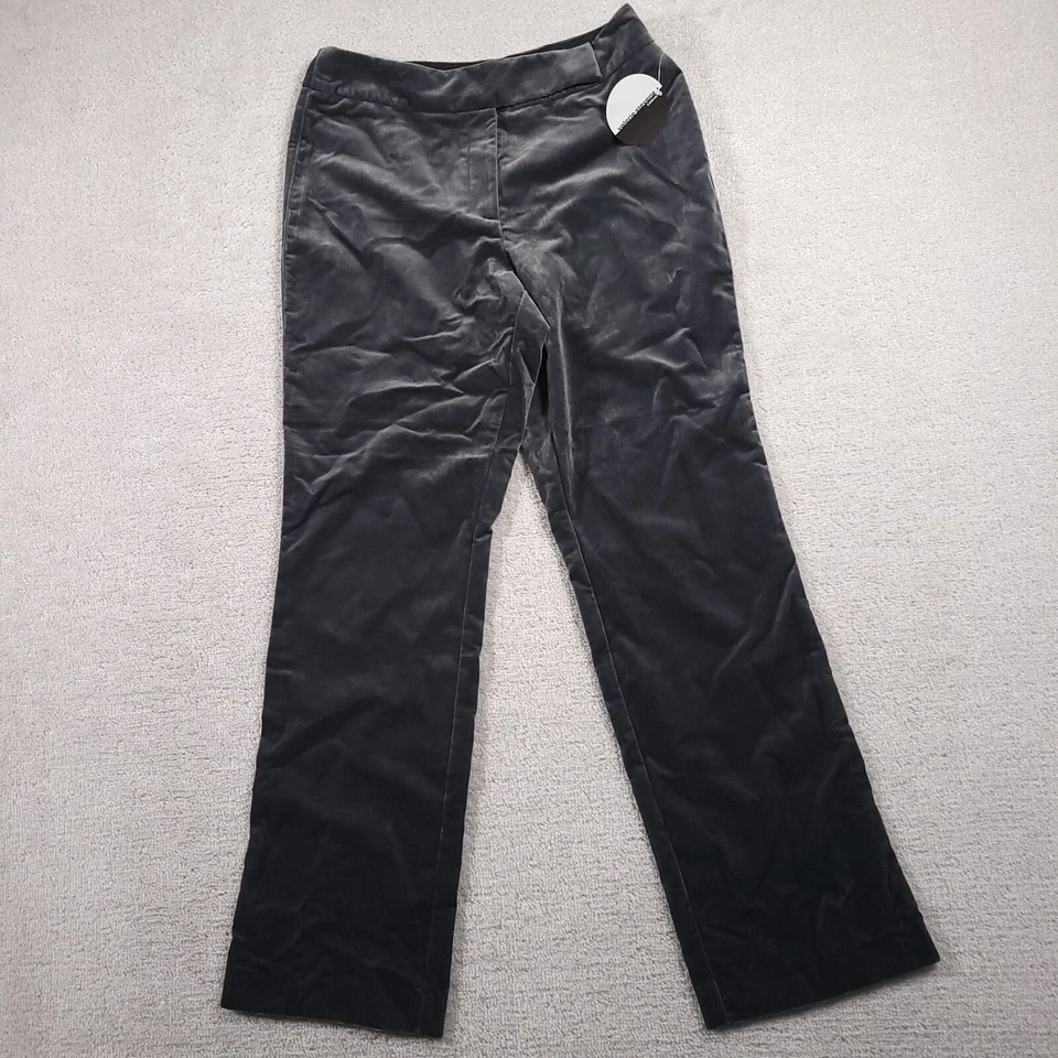 Pantalones de vestir para mujer Valerie Stevens 8 grises terciopelo suave pierna ancha tiro medio Foto 2 de 4