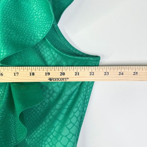 Vestido SAMUEL DONG Mujer XL Verde Serpiente Peplum Volantes Asimétrico Cóctel Nuevo sin Etiquetas - Imagen 5 de 11