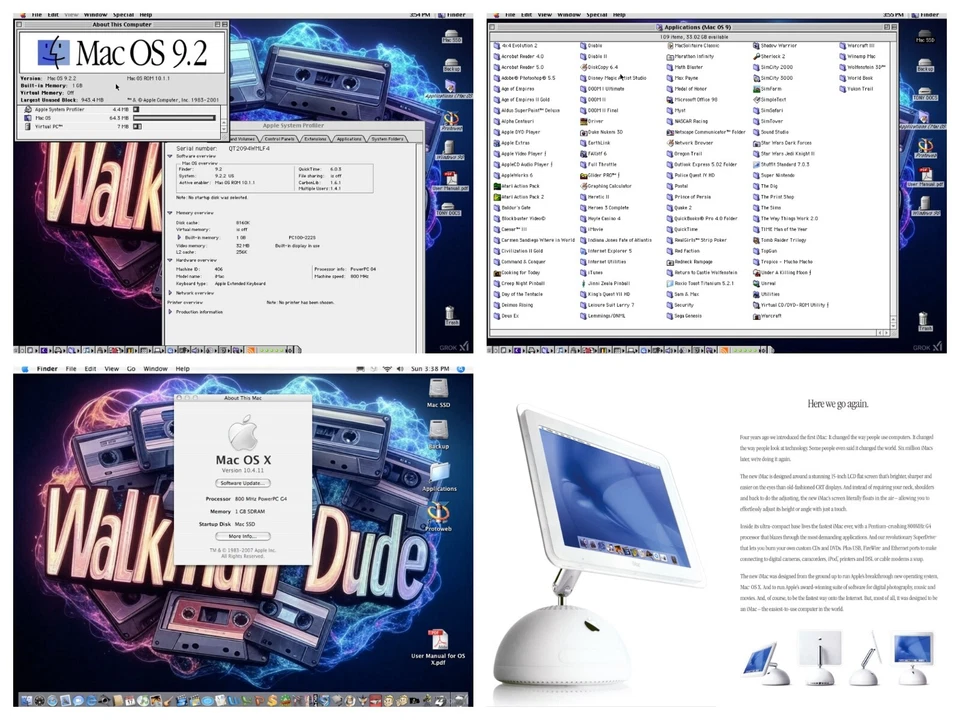 Apple iMac G4 Flat Panel 800MHz 256GB SSD 1GB RAM | OS 9 - OS X - WIN 98 - Image 2 of 4