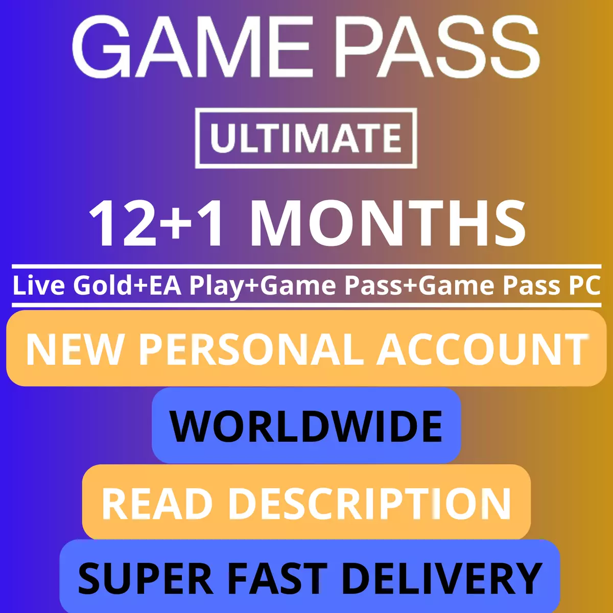 Xbox Game Pass Ultimate 12 1 months whole period at once READ DESCRIPTION
