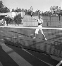 Ginger Rogers playing tennis Candid Original 2.25 x 2.25 Camera Negative