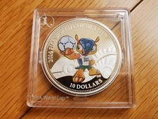 Brazil 2014 FIFA World Cup Silver Proof $10 Dollars Coin - Colored Mascot Fuleco