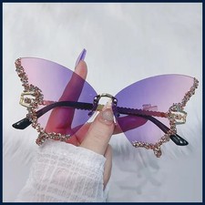 Luxury Party Sunglasses Women Butterfly Diamond Rhinestones Personality Flash