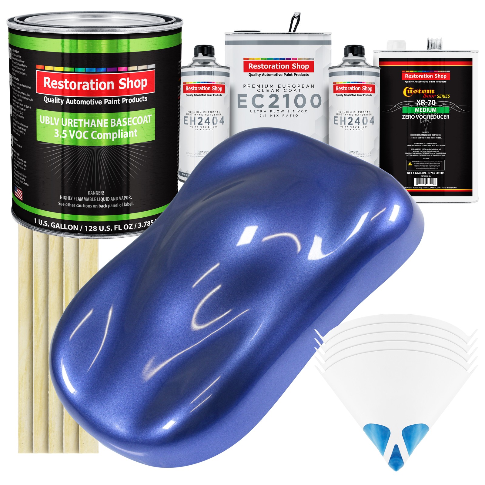 Indigo Blue Metallic Low VOC Urethane Basecoat Gallon Kit with European Clear Coat