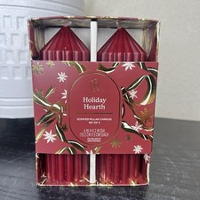NEW Threshold Holiday Hearth Scented Pillar Candle Set of 2